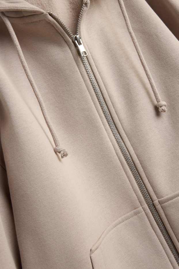 Damen - Sweatjacke mit Kapuze - beige