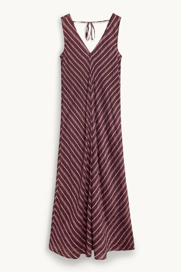 Damen - Kleid mit V-Ausschnitt - Straight Fit - Viskose-Mix - bordeaux