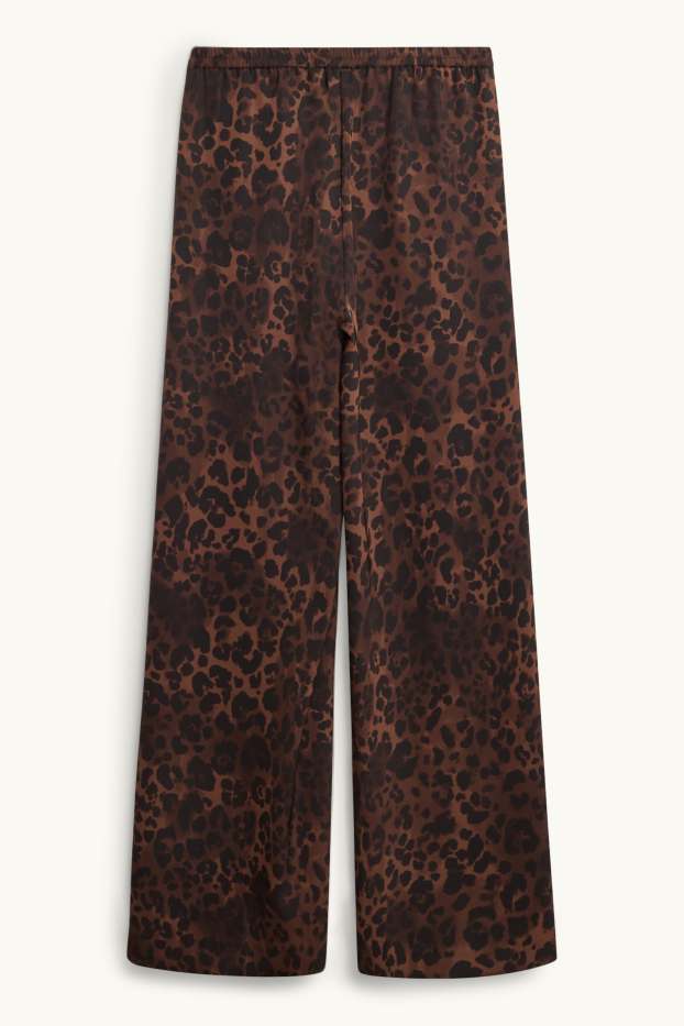 Women - Cloth trousers - mid-rise waist - palazzo - leopard print - brown