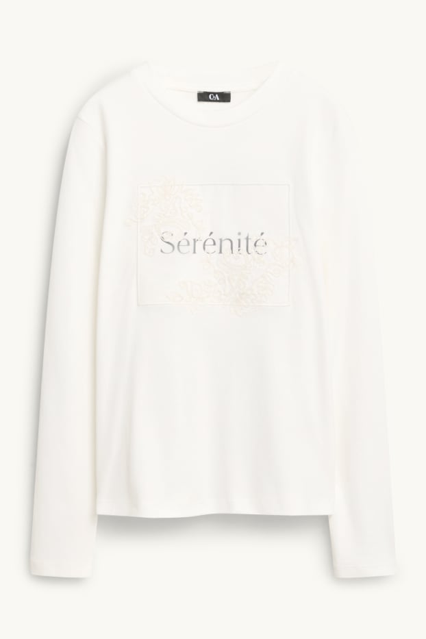 Dames - Longsleeve - regular fit - crèmekleurig
