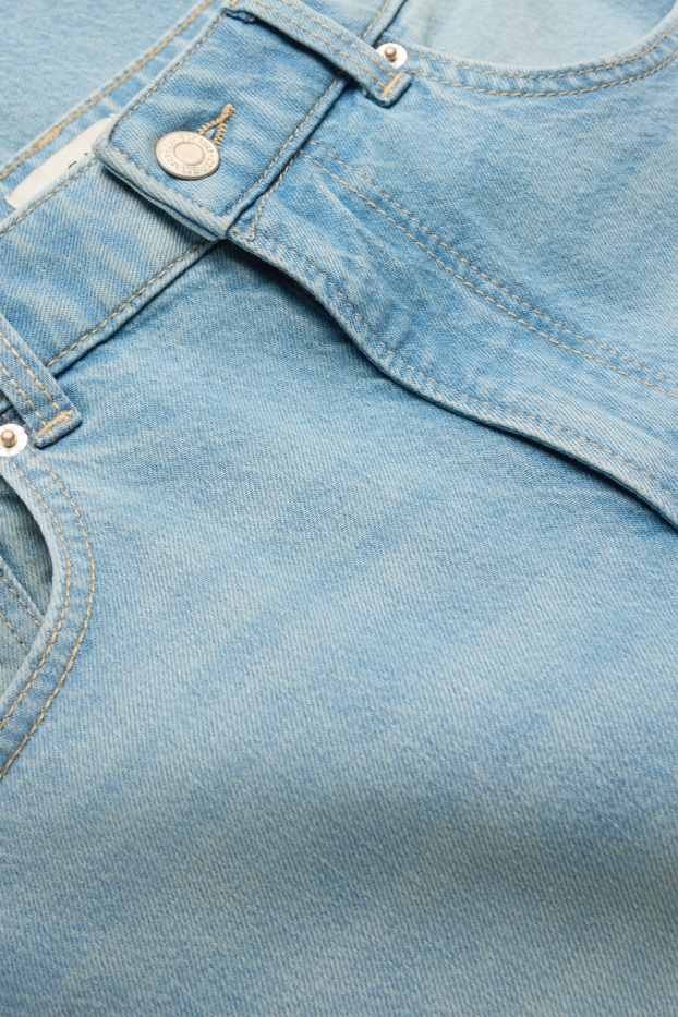 Femei - Crop wide leg jeans - talie medie - denim-albastru deschis