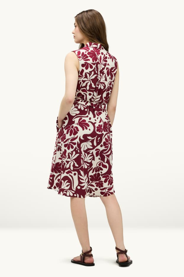 Femmes - Robe en viscose - à fleurs - blanc / rouge