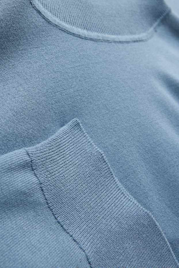Damen - Strickpullover - kurzarm - blau