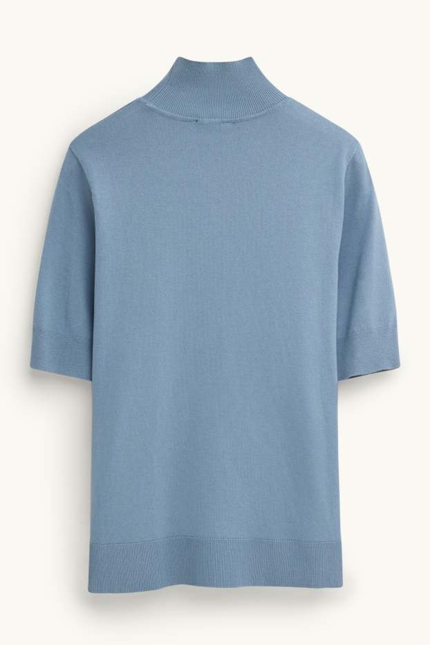 Damen - Strickpullover - kurzarm - blau