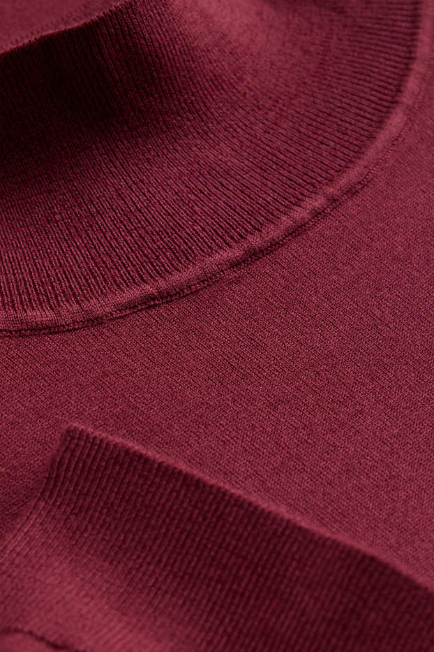 Damen - Strickpullover - kurzarm - bordeaux