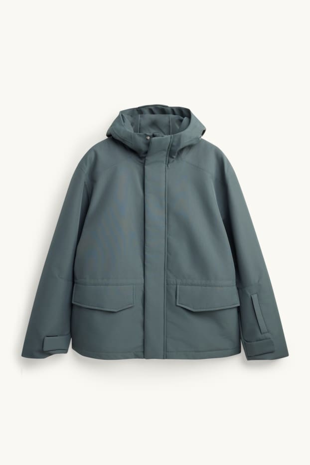 Hommes - Veste de sport avec capuche - doublée - imperméable - bleu pétrole