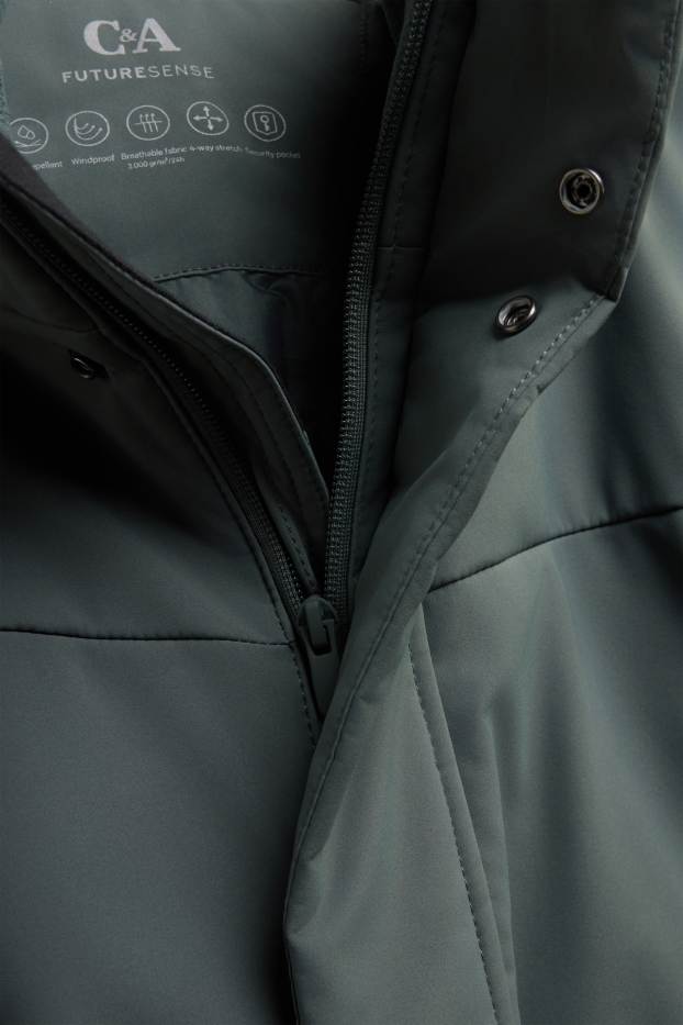 Bărbați - Parka funcțională cu glugă - căptușită - 4 Way Stretch - verde închis