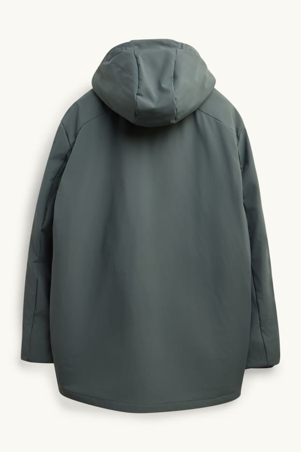 Bărbați - Parka funcțională cu glugă - căptușită - 4 Way Stretch - verde închis