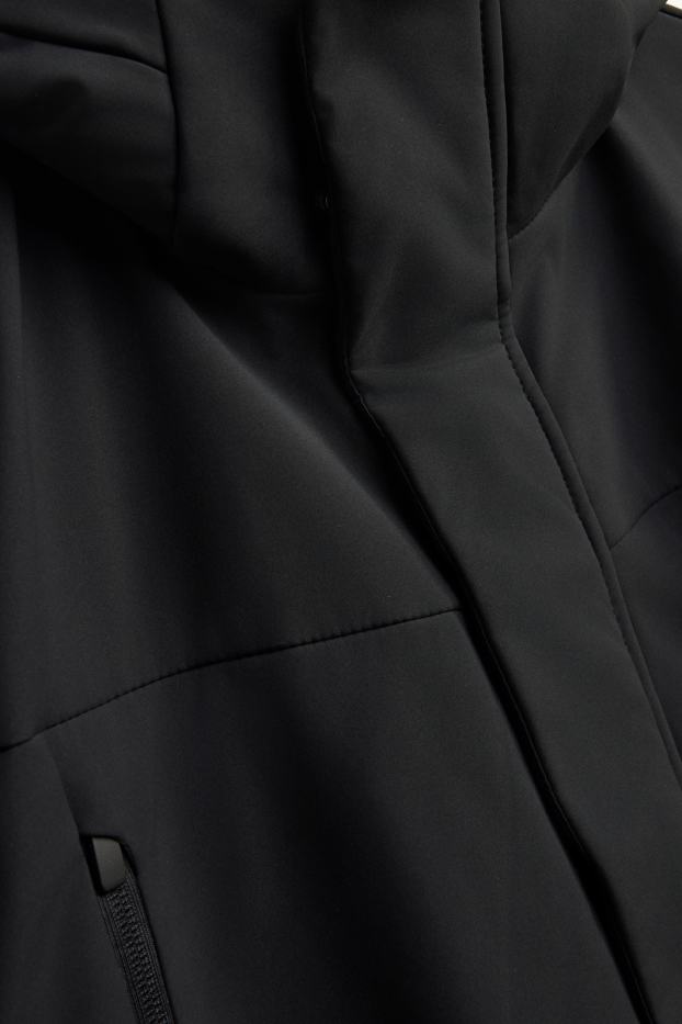 Herren - Funktions-Parka mit Kapuze - gefüttert - 4 Way Stretch - schwarz