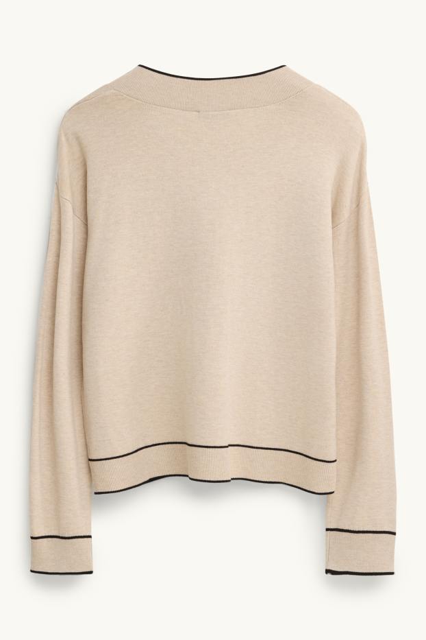 Women - V-neck jumper - beige