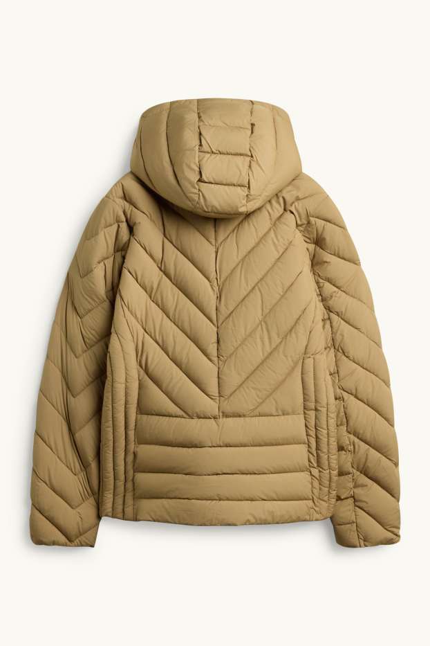Dámské - Prošívaná bunda s kapucí - s výplní - khaki