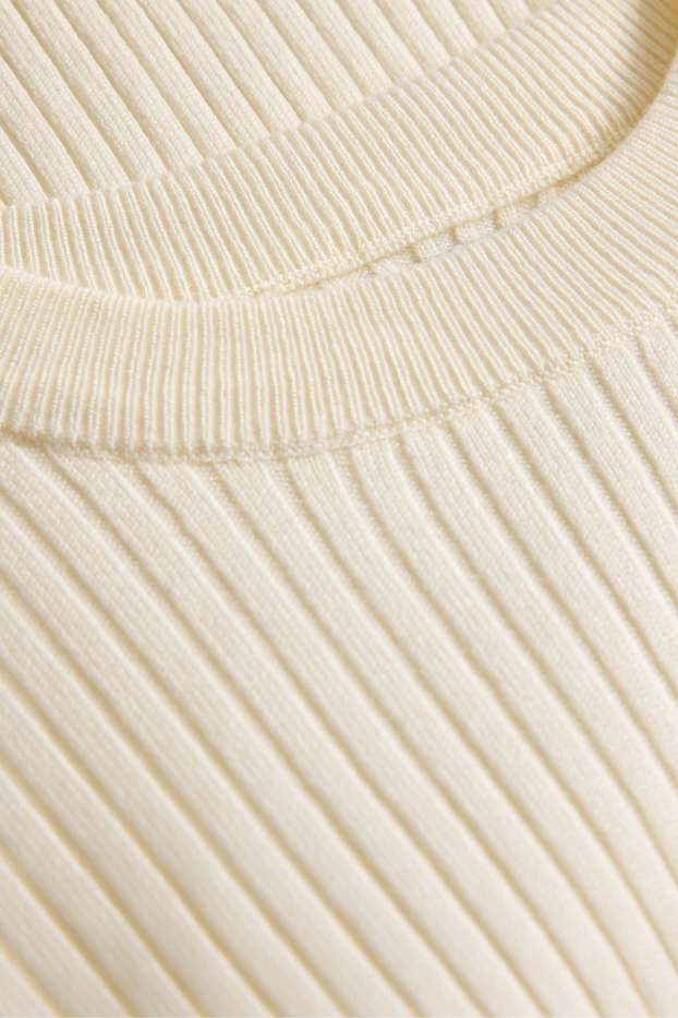 Femmes - Pull - finition côtelée - crème