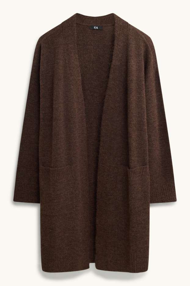 Femmes - Gilet long en maille - Cacao