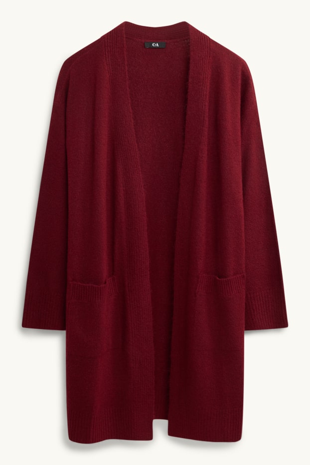 Femmes - Gilet long en maille - bordeaux