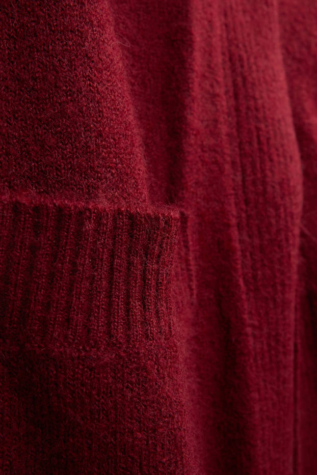 Femmes - Gilet long en maille - bordeaux