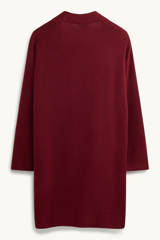 Femmes - Gilet long en maille - bordeaux