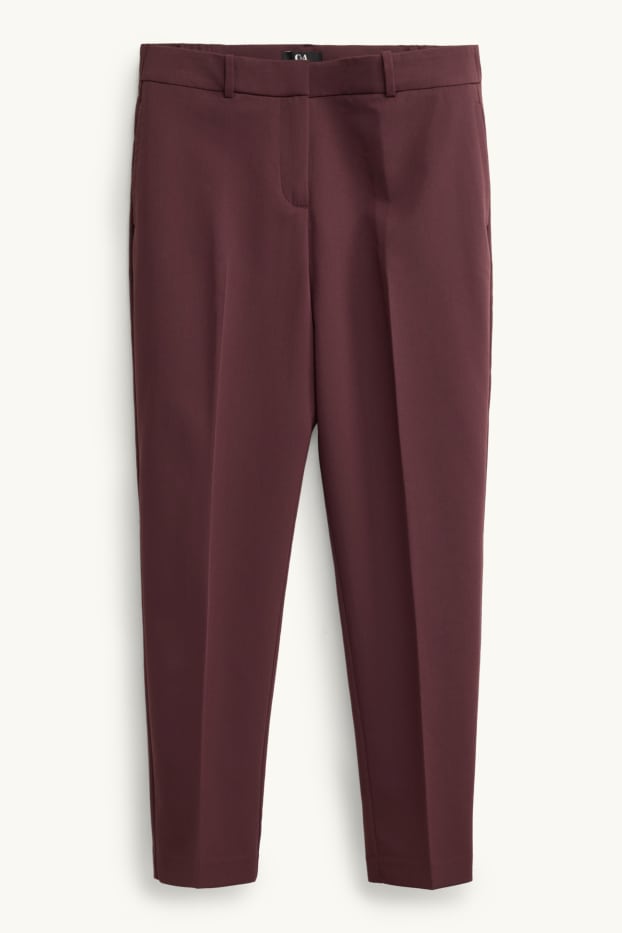 Femei - Pantaloni office - talie medie - cigarette fit - bordo