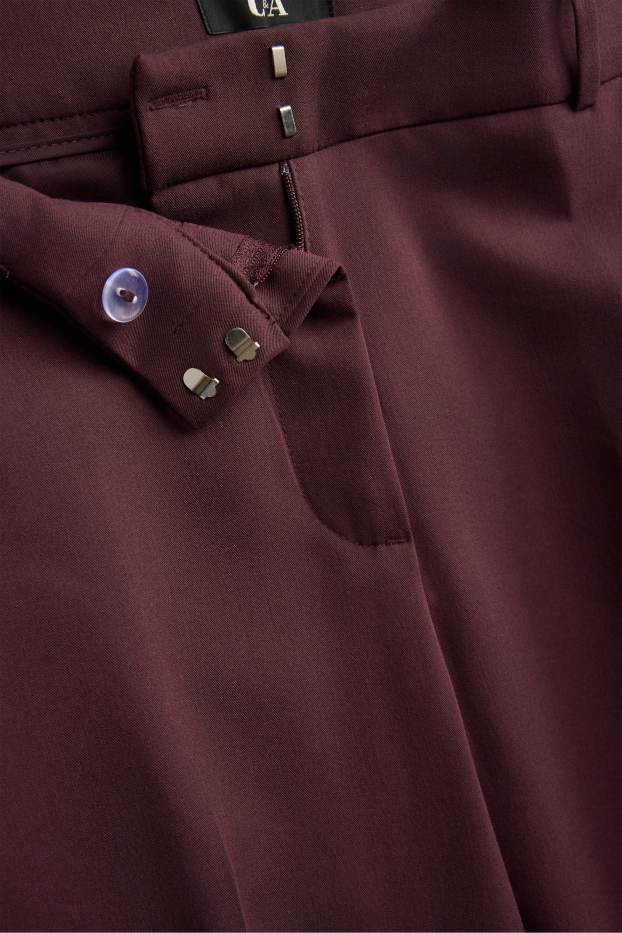 Femei - Pantaloni office - talie medie - cigarette fit - bordo