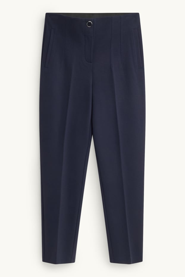 Dames - Korte pantalon - high waist - tapered fit - donkerblauw