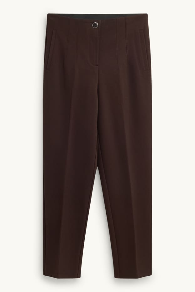 Dames - Korte pantalon - high waist - tapered fit - donkerbruin