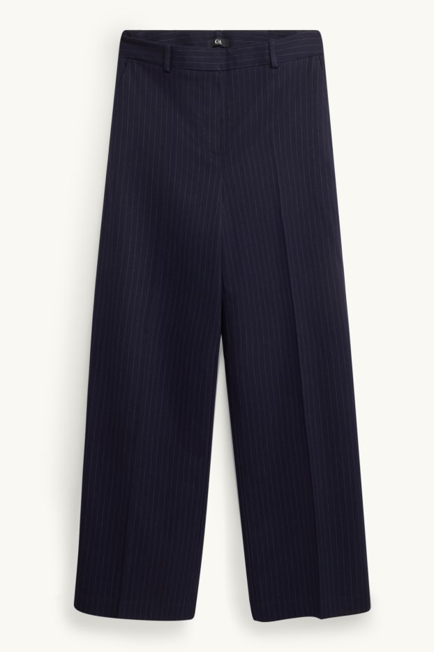Donna - Pantaloni business - vita alta - gamba ampia - a righe - blu scuro