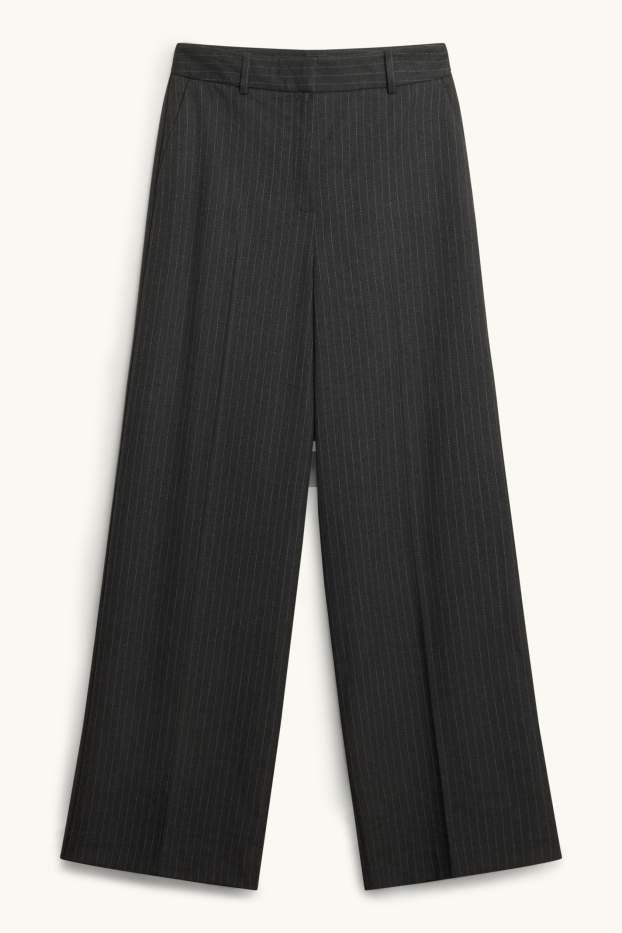 Femmes - Pantalon de bureau - high waist - wide leg - à rayures - noir