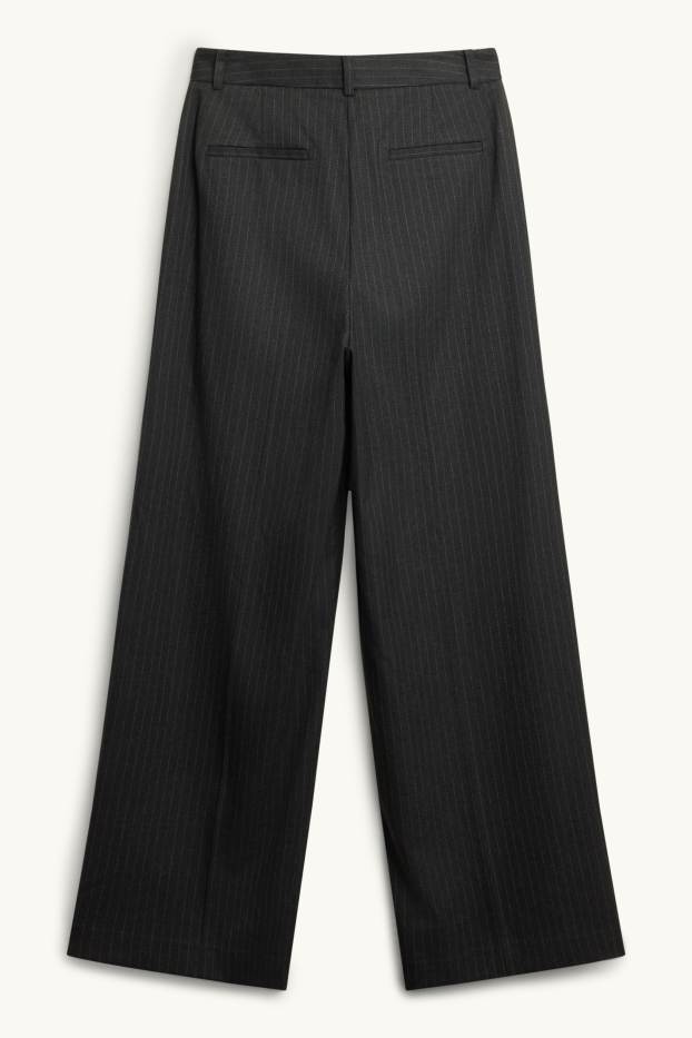 Femmes - Pantalon de bureau - high waist - wide leg - à rayures - noir