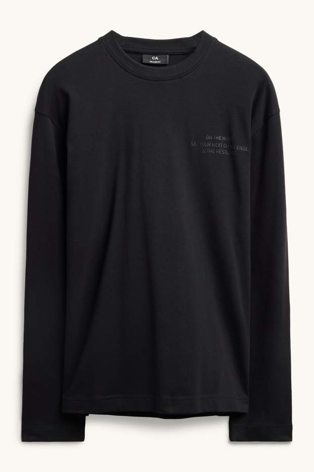 Herren - Langarmshirt - Relaxed Fit - schwarz