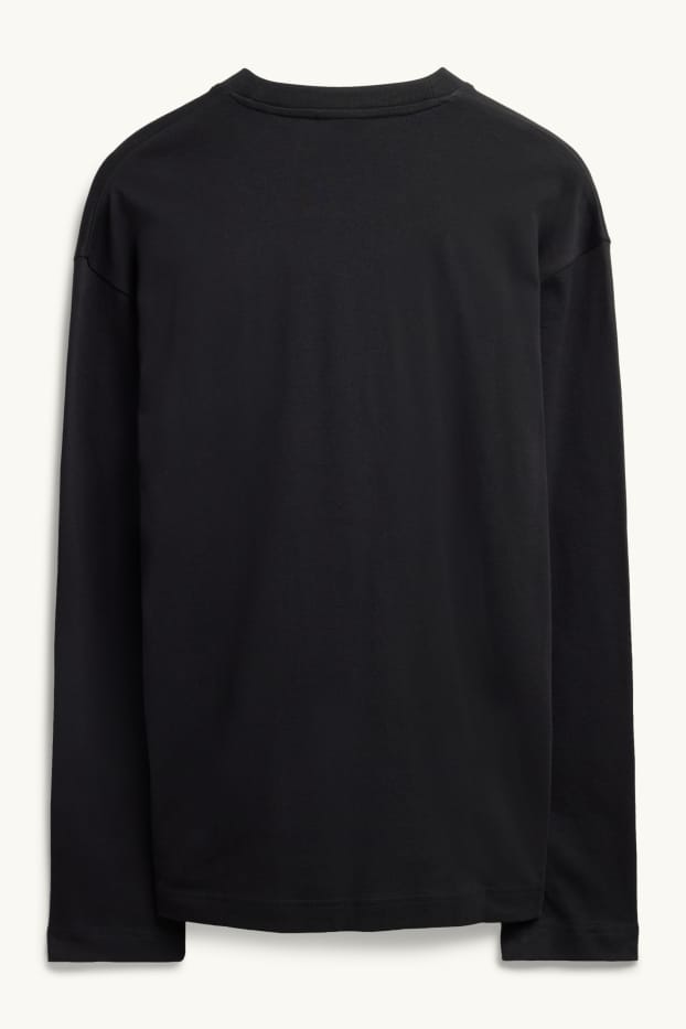 Herren - Langarmshirt - Relaxed Fit - schwarz