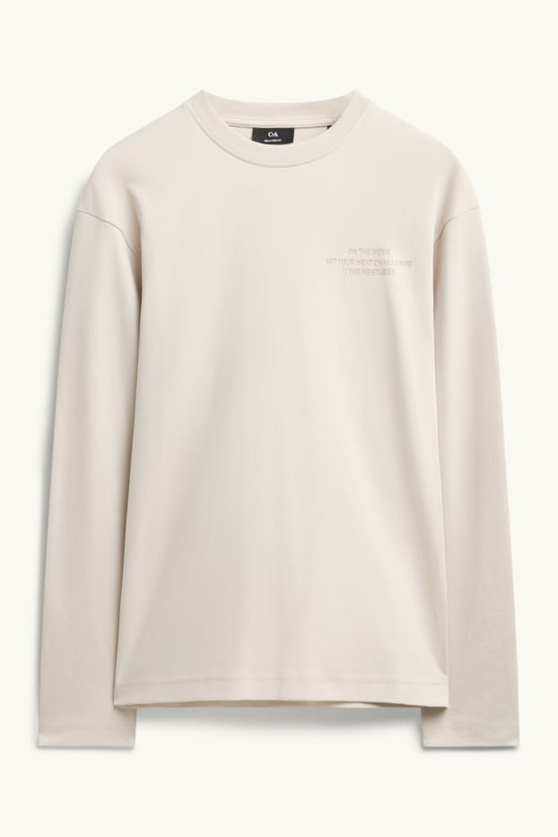 Heren - Sportshirt - relaxed fit - crèmekleurig