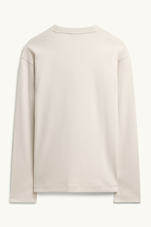 Heren - Sportshirt - relaxed fit - crèmekleurig