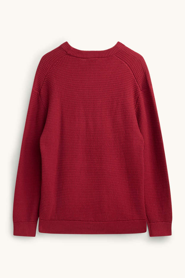 Men - Jumper - textured - red