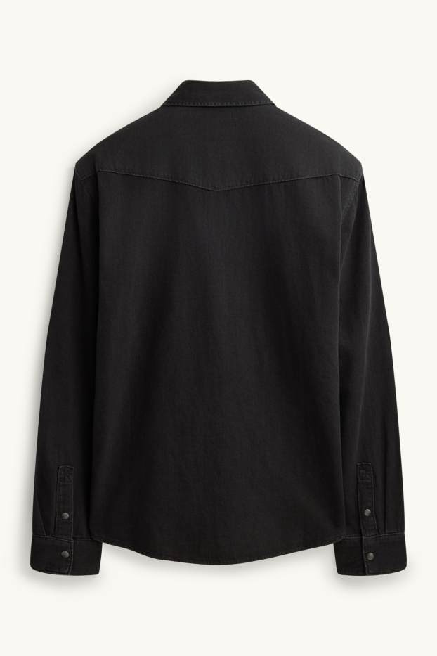 Heren - Spijkerblouse - regular fit - kent - zwart