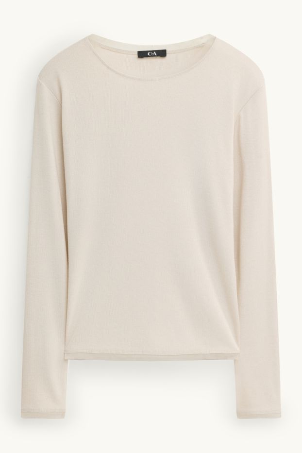 Dames - Longsleeve - crème wit