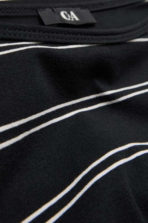 Women - Long sleeve top - regular fit - striped - black / white