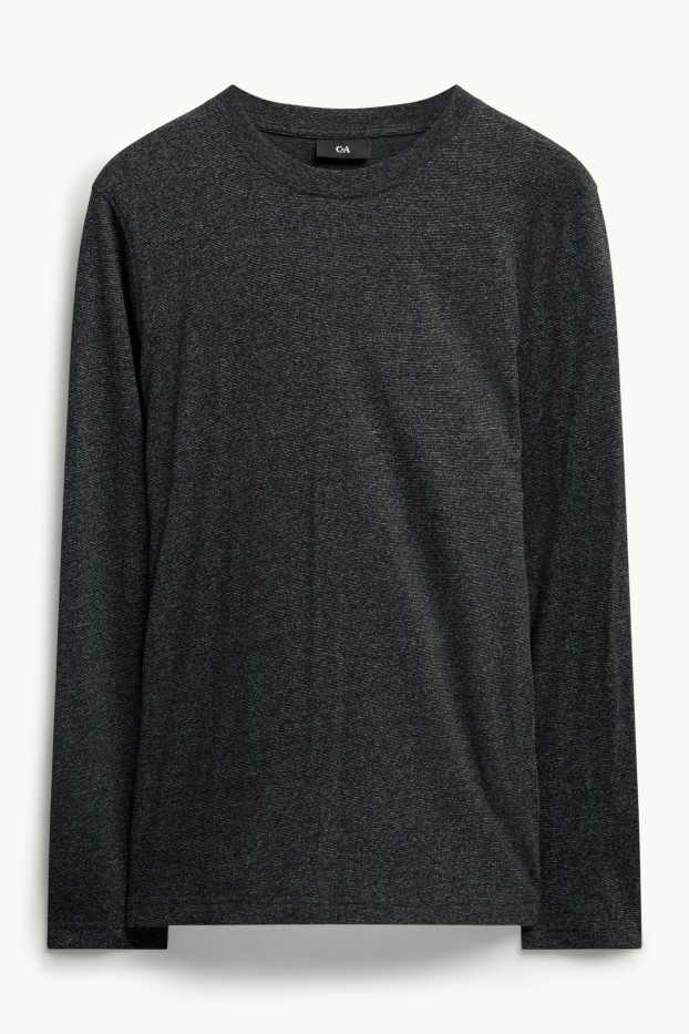 Bărbați - Tricou cu mânecă lungă - regular fit - gri închis melanj