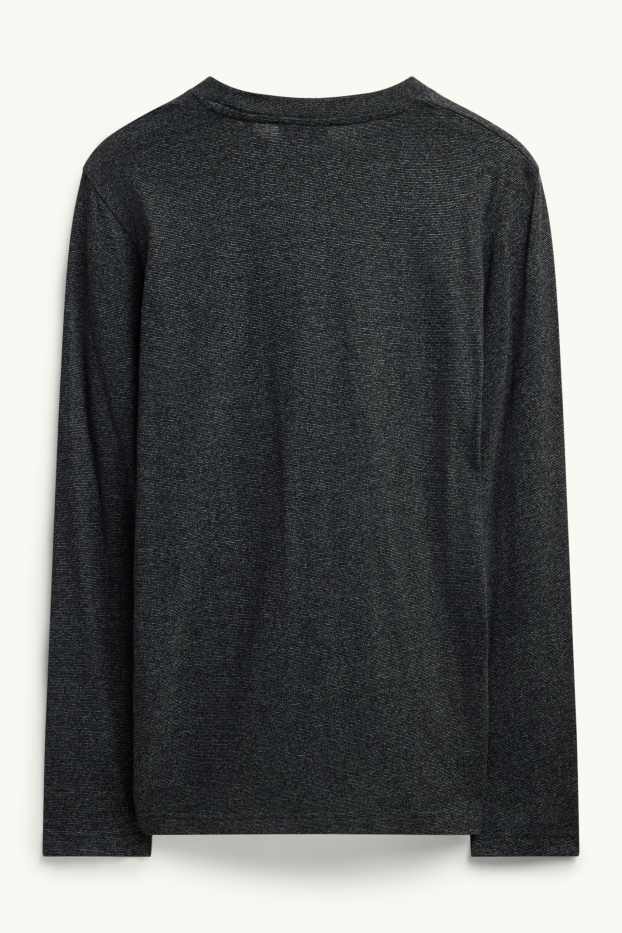 Bărbați - Tricou cu mânecă lungă - regular fit - gri închis melanj