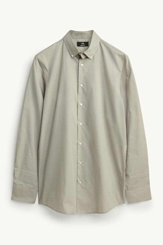 Men - Shirt - regular fit - button-down collar - patterned - khaki
