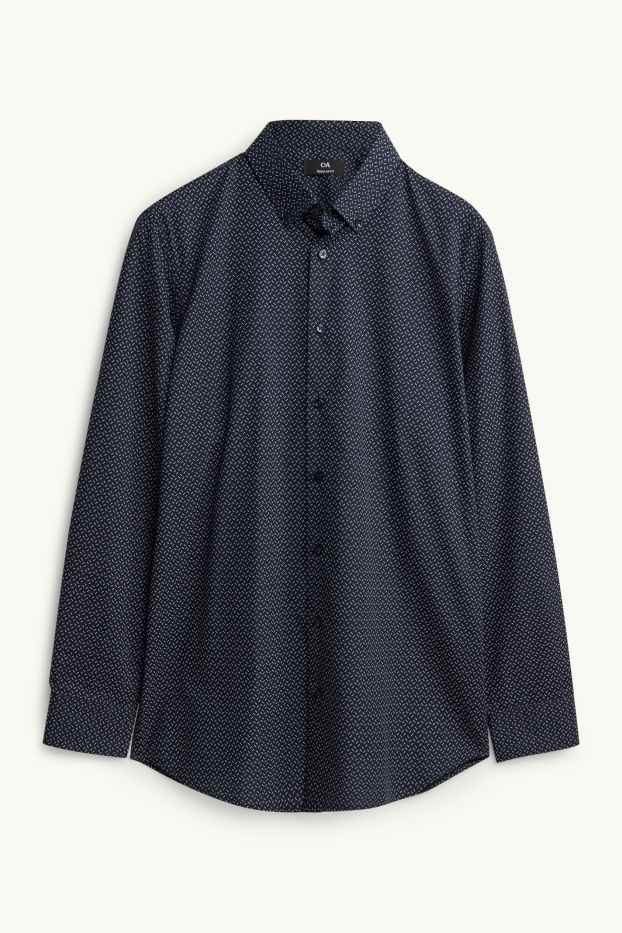 Hommes - Chemise - regular fit - col button-down - à motif - bleu foncé / blanc