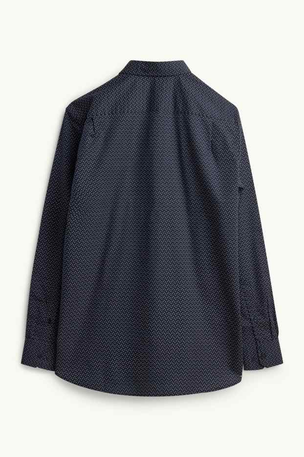 Hommes - Chemise - regular fit - col button-down - à motif - bleu foncé / blanc