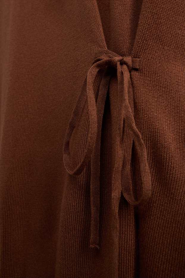 Damen - Strickpullover - kurzarm - kakao