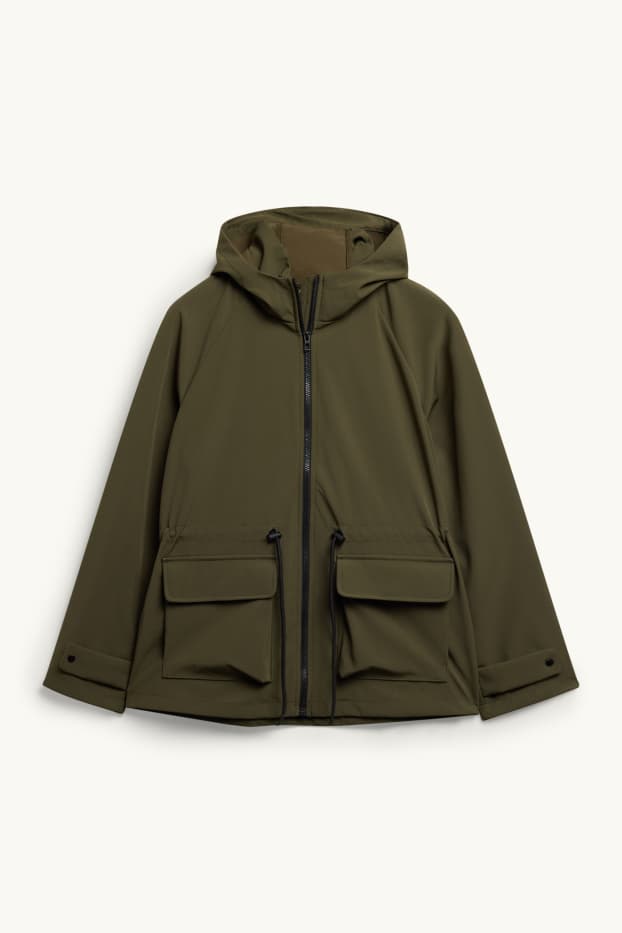 Damen - Softshelljacke mit Kapuze - wasserabweisend - 4-Way-Stretch - dunkelgrün