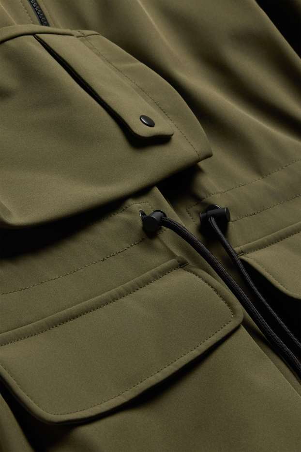 Damen - Softshelljacke mit Kapuze - wasserabweisend - 4-Way-Stretch - dunkelgrün
