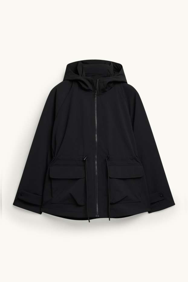 Damen - Softshelljacke mit Kapuze - wasserabweisend - 4-Way-Stretch - schwarz