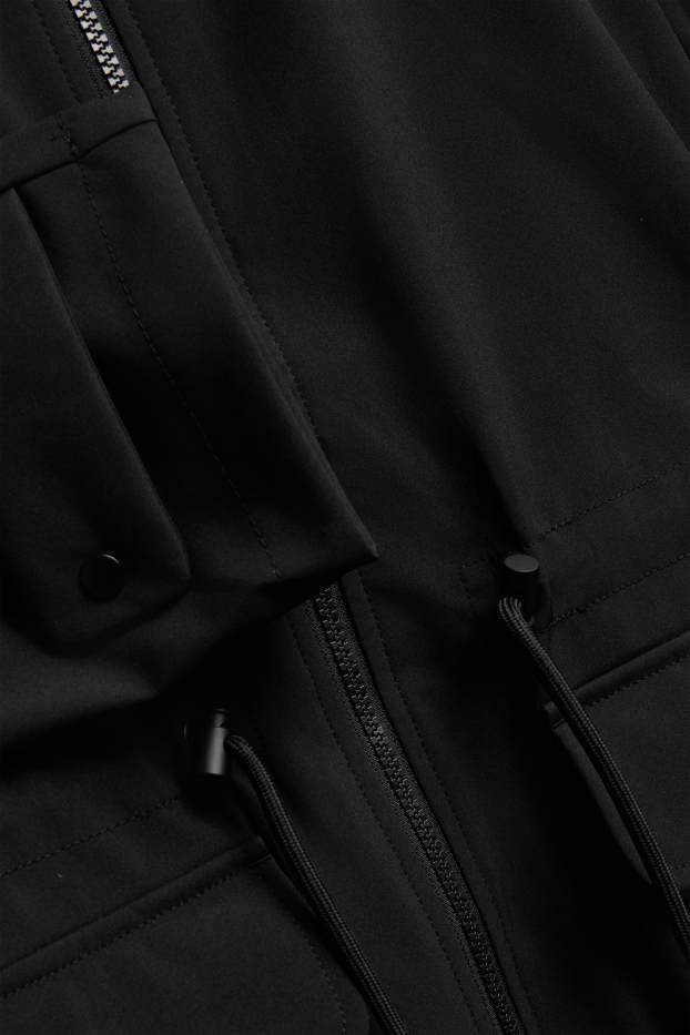 Damen - Softshelljacke mit Kapuze - wasserabweisend - 4-Way-Stretch - schwarz