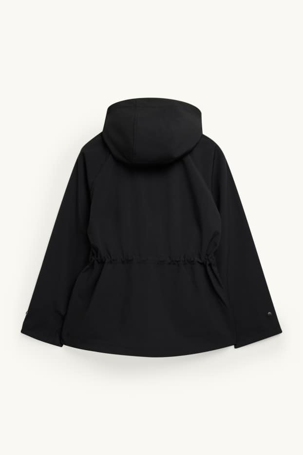 Damen - Softshelljacke mit Kapuze - wasserabweisend - 4-Way-Stretch - schwarz