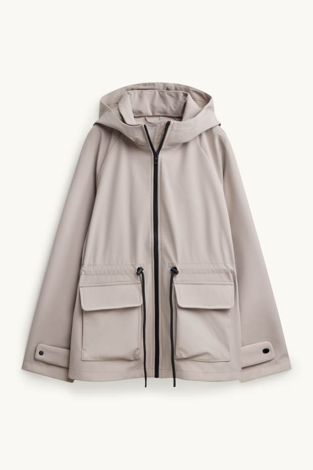 Damen - Softshelljacke mit Kapuze - wasserabweisend - 4-Way-Stretch - beige