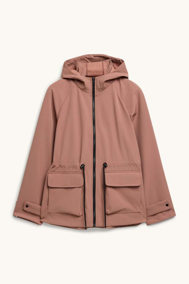 Damen - Softshelljacke mit Kapuze - wasserabweisend - 4-Way-Stretch - lachsfarben