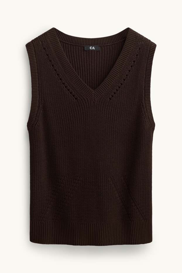 Femmes - Pull sans manches - marron foncé