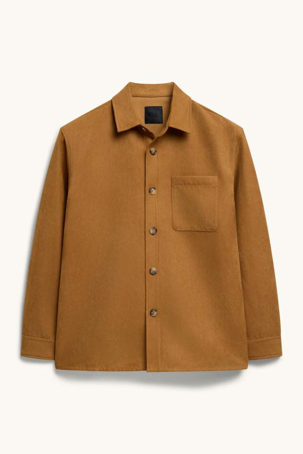 Hommes - Veste-chemise - relaxed fit - col kent - marron